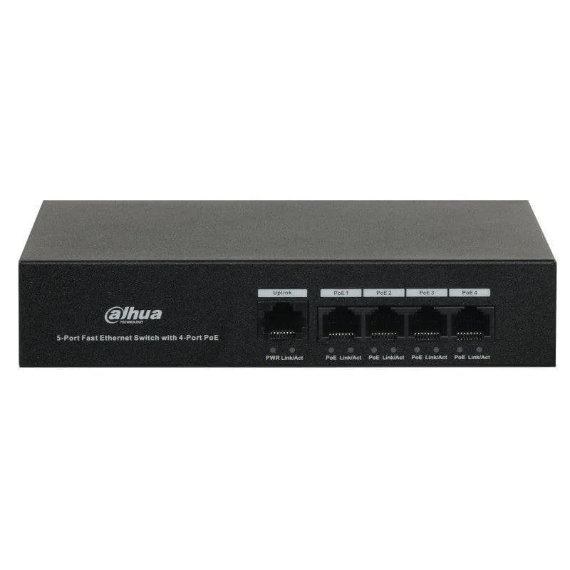 Switch di rete Dahua DH-PFS3005-4ET-36 5 porte Fast Ethernet PoE protezione fulmini - immagine 1