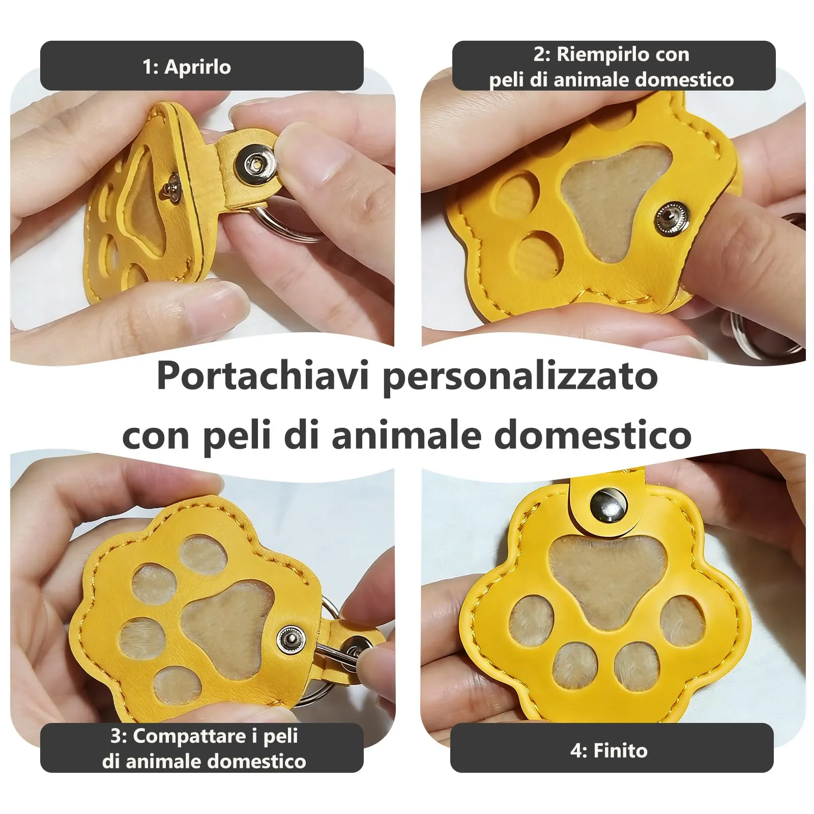 Umitive Regalo Commemorativo Personalizzato per Cani o Gatti, Portachiavi con Foto e Nome, Custode per Pelo, Accessorio in Pelle Inciso per la Perdita dell'Animale, Idea Regalo per Amanti - immagine 6