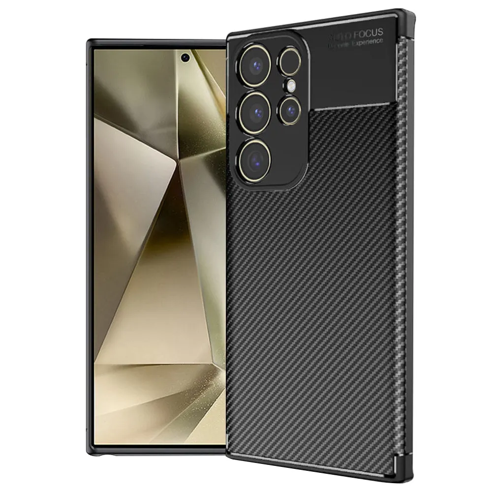 Custodia per Samsung Galaxy S24 Ultra S928, Techsuit, CarbonFiber, Nera - immagine 1