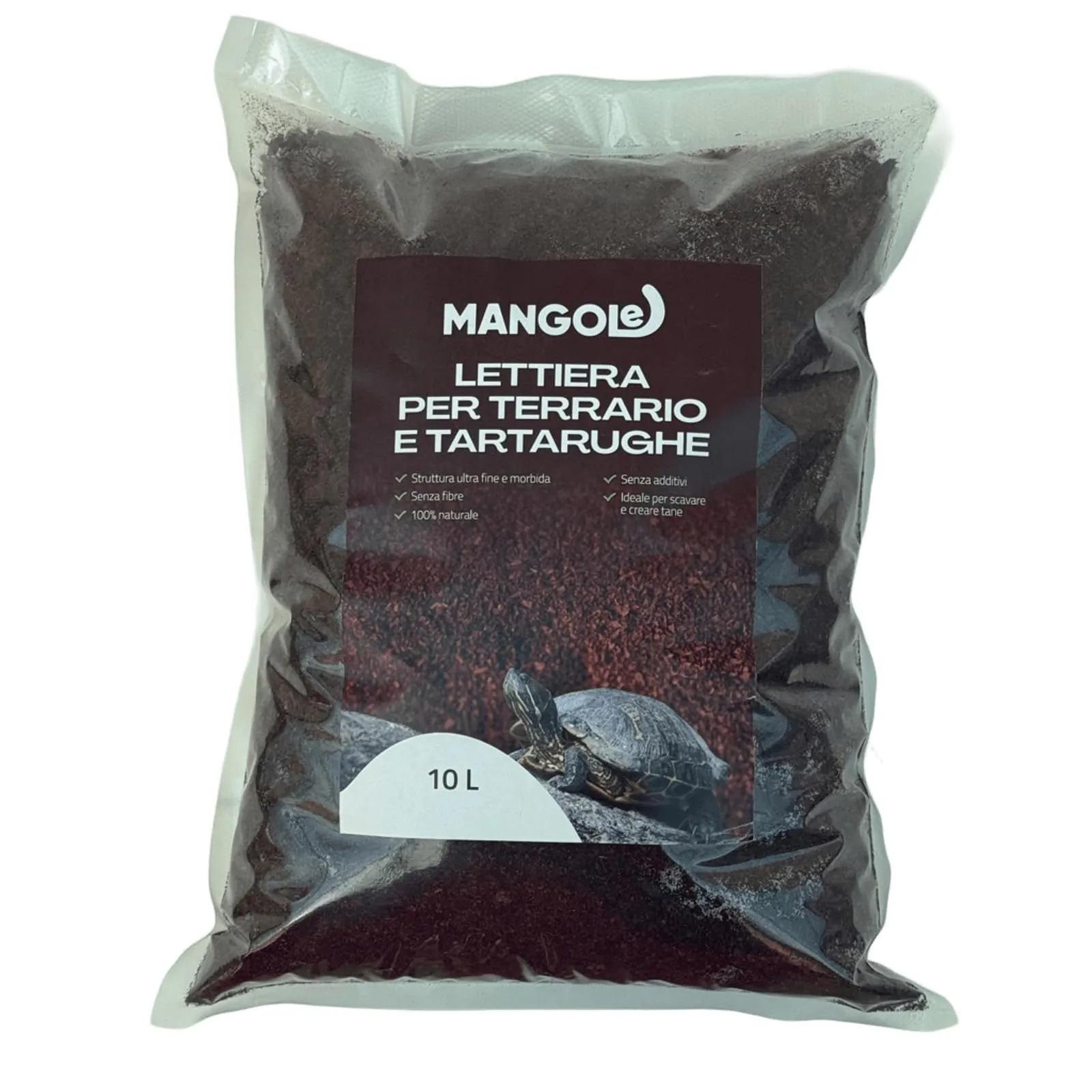 MANGOLè Lettiera per Tartarughe e Rettili 10 L Substrato Naturale per Terrari Terriccio Fine per Interramento e Deposizione Uova Made in Italy - immagine 1