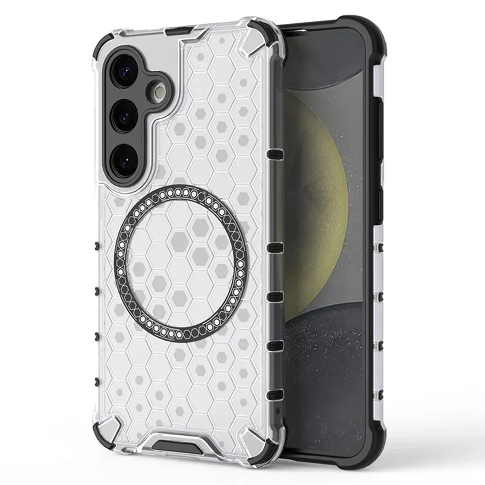 Custodia MagSafe per Samsung Galaxy S24 S921, Techsuit, HoneyComb Shield, Bianca - immagine 1
