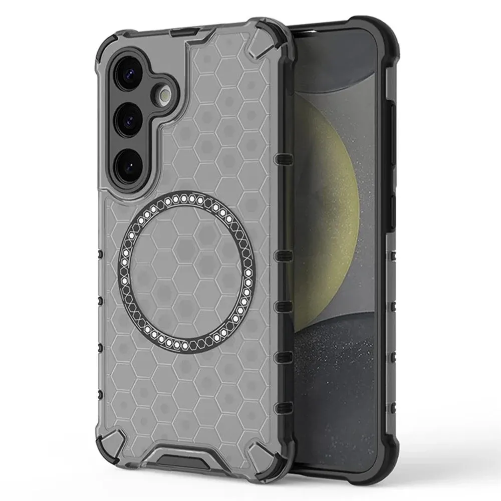 Custodia MagSafe per Samsung Galaxy S24 S921, Techsuit, HoneyComb Shield, Nera - immagine 1
