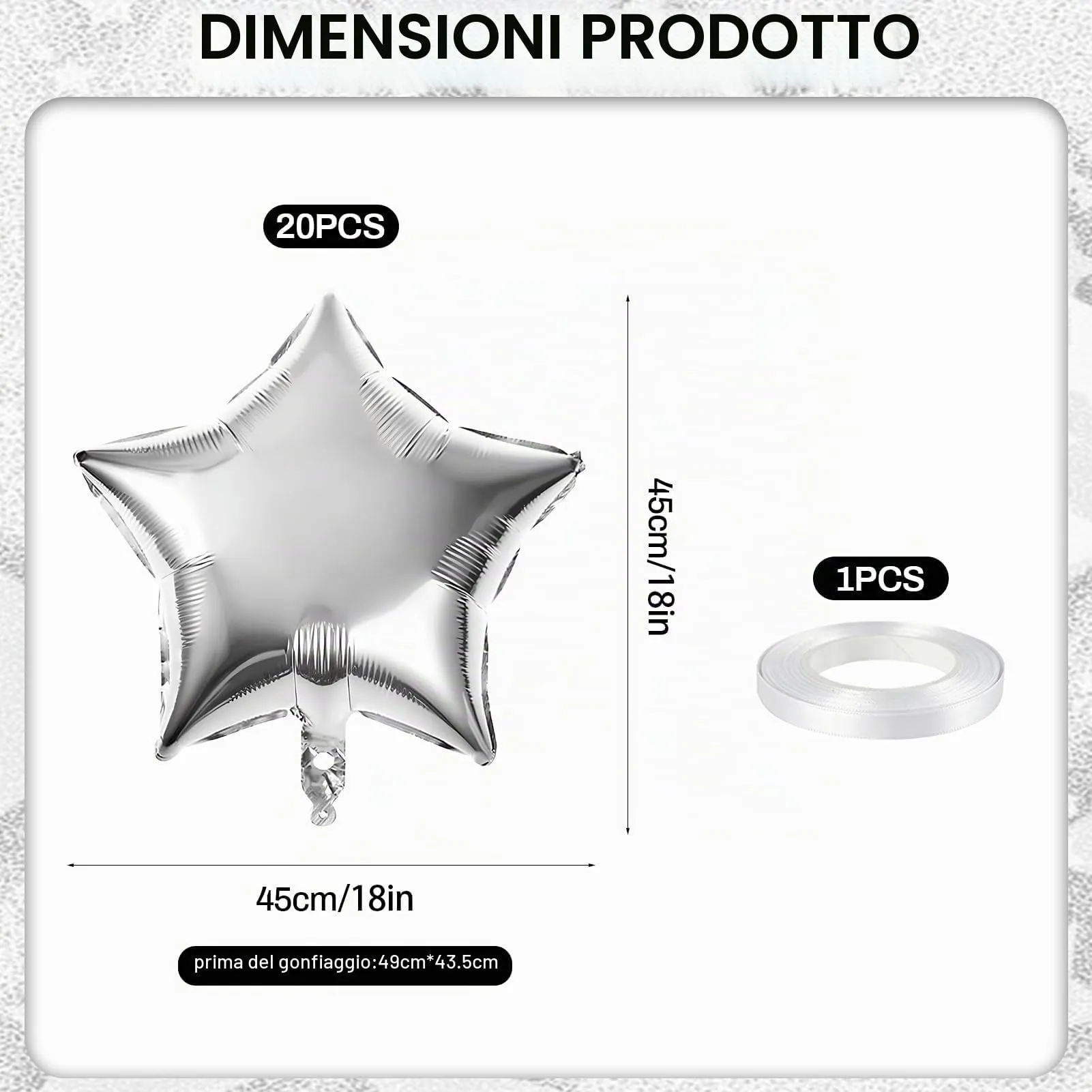Palloncini Foil Stella argento,20 Pezzi Palloncino a forma di stella - immagine 2