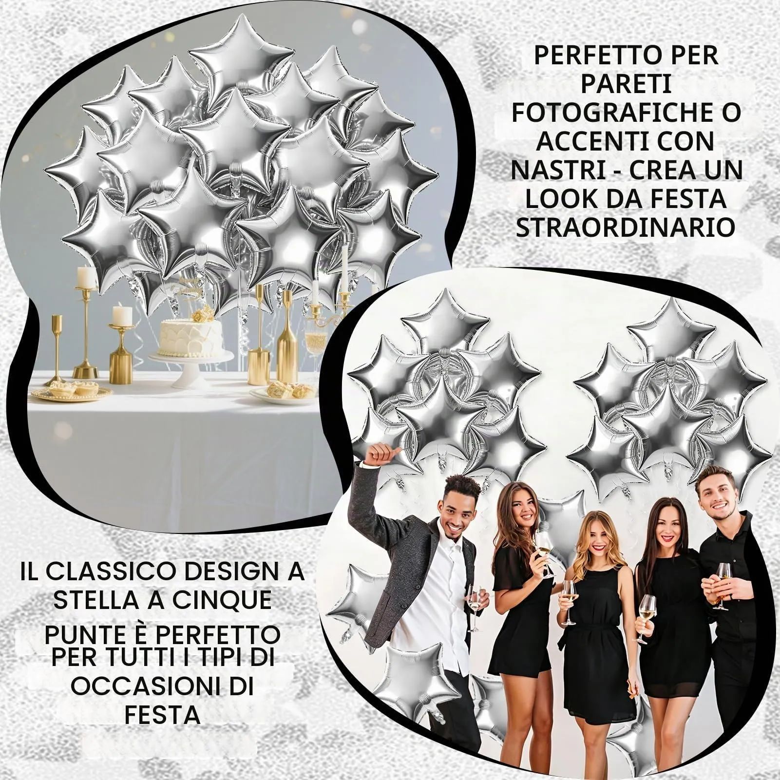 Palloncini Foil Stella argento,20 Pezzi Palloncino a forma di stella - immagine 6