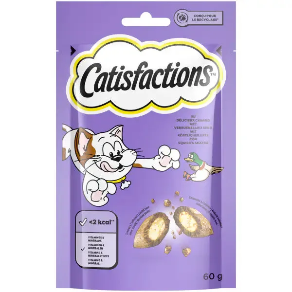Catisfactions snack per gatto bustina 60 gr Anatra - immagine 1