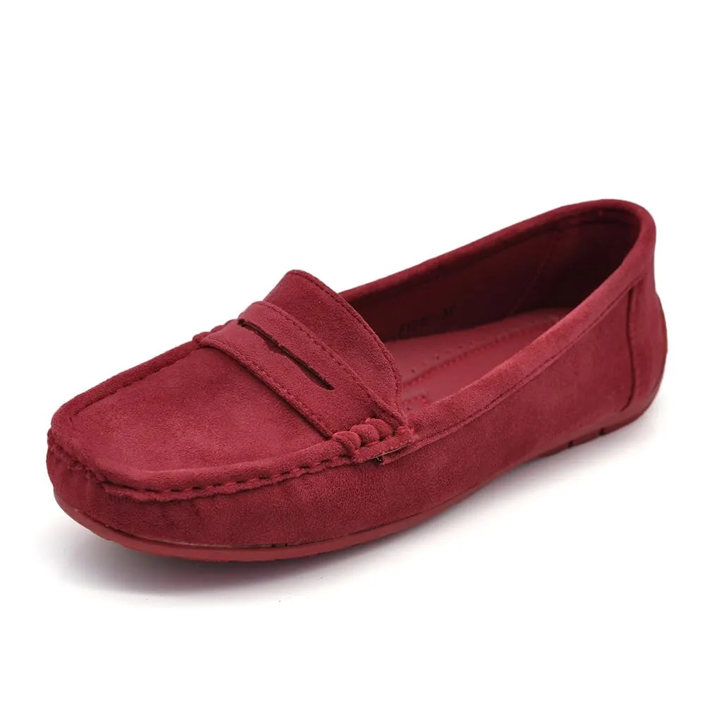 Mocassini Donna in Camoscio Sintetico, Scarpe Basse Slip On Comode e Leggere, Mocassini Classici Casual con Cuciture FT245 Bordeaux N.40 - immagine 1