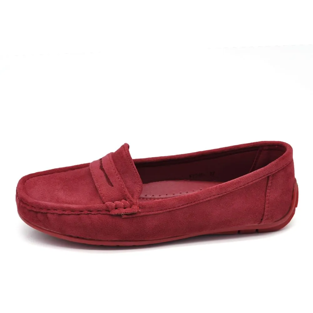 Mocassini Donna in Camoscio Sintetico, Scarpe Basse Slip On Comode e Leggere, Mocassini Classici Casual con Cuciture FT245 Bordeaux N.37 - immagine 4