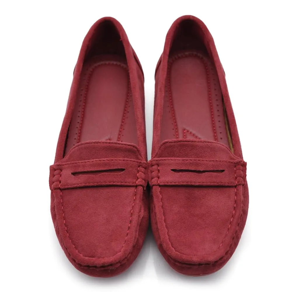 Mocassini Donna in Camoscio Sintetico, Scarpe Basse Slip On Comode e Leggere, Mocassini Classici Casual con Cuciture FT245 Bordeaux N.38 - immagine 3