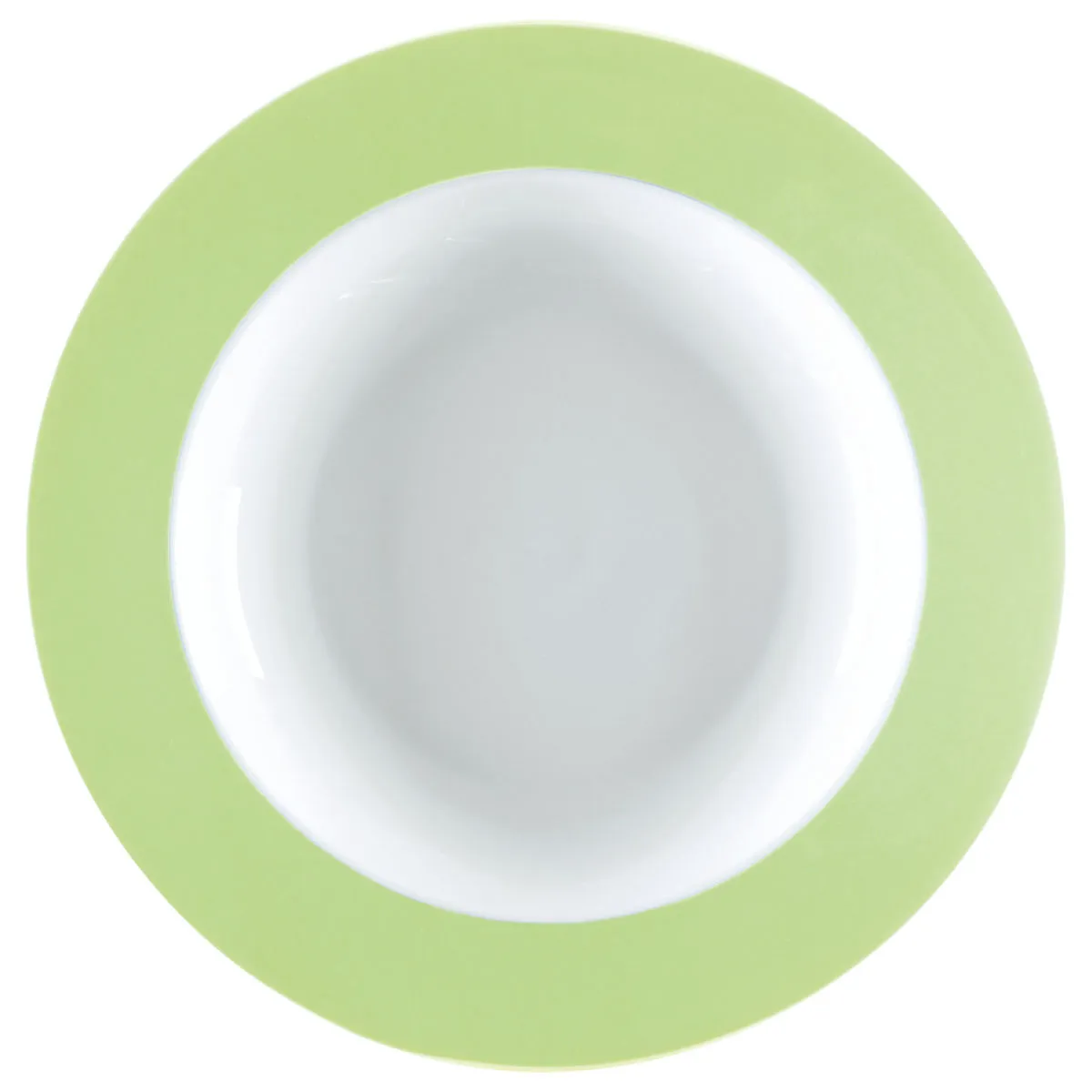 6x PULSIVA Piatto Multi-Color fondo; 350 ml, 23.5x4.6 cm (ØxH); bianco/verde; rotonda; 6 pz. / Pacco - immagine 1
