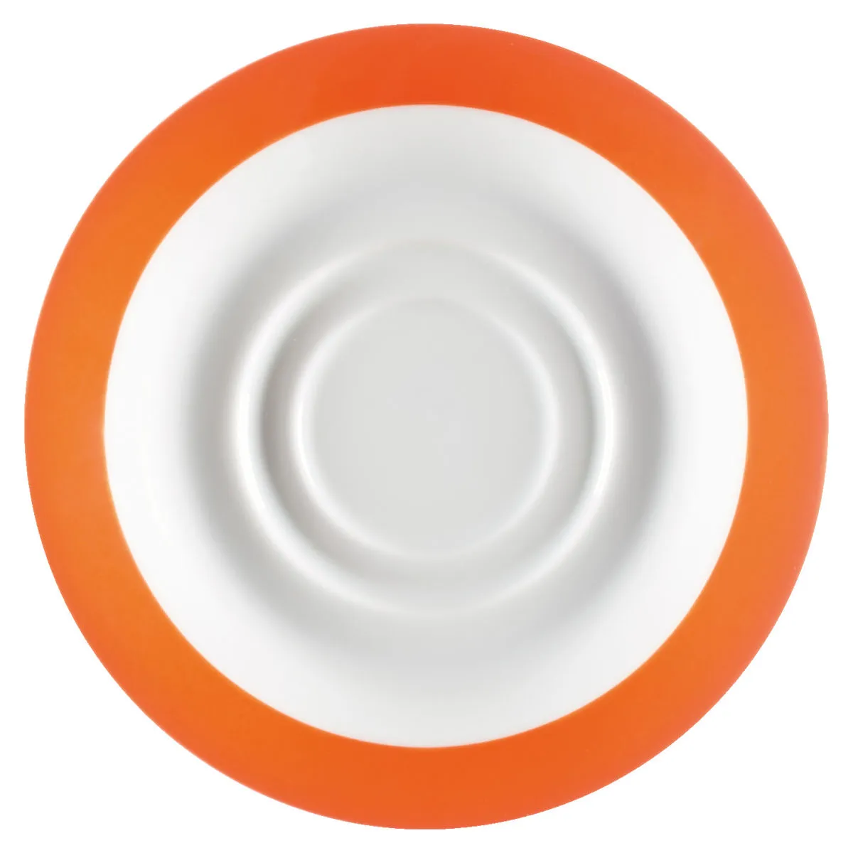 6x PULSIVA Piattino tazza cappuccino / consommè Multi-Color; 15.3x2.1 cm (ØxH); bianco/arancione; rotonda; 6 pz. / Pacco - immagine 1