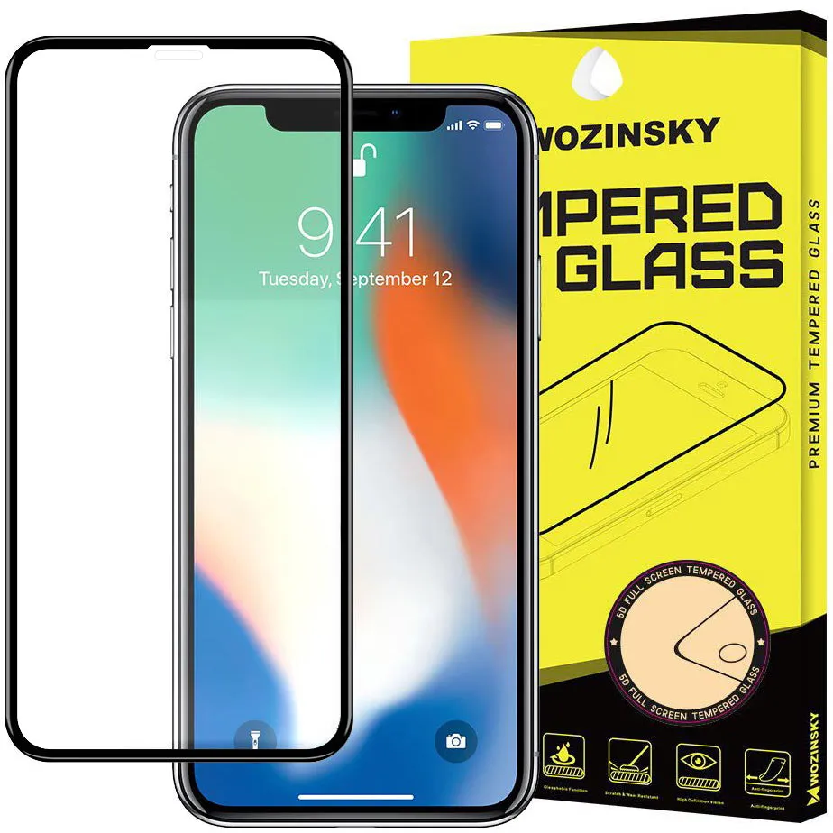Pellicola protettiva per schermo WZK per Apple iPhone 11 / XR, Vetro temperato, Full Glue, Nero - immagine 1
