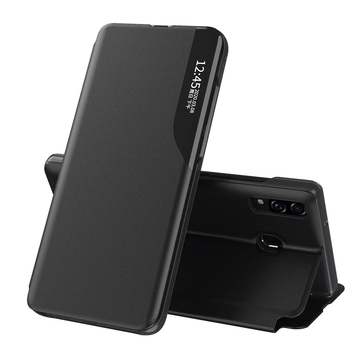 Custodia per Samsung Galaxy A20e A202, Techsuit, eFold, Nera - immagine 1