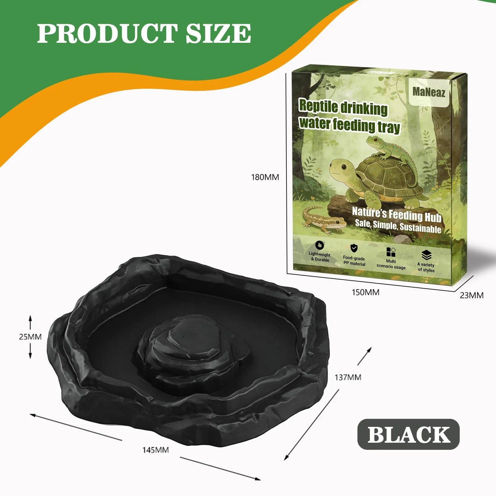 MaNeaz Ciotola Per Tartarughe Di Terra Abbeveratoio Per Tartarughe Di Terra Teca Per Rettili Bacino Idrico Del Bacino Alimentare Reptile Per Tartarughe Geco Serpente(F) - immagine 2