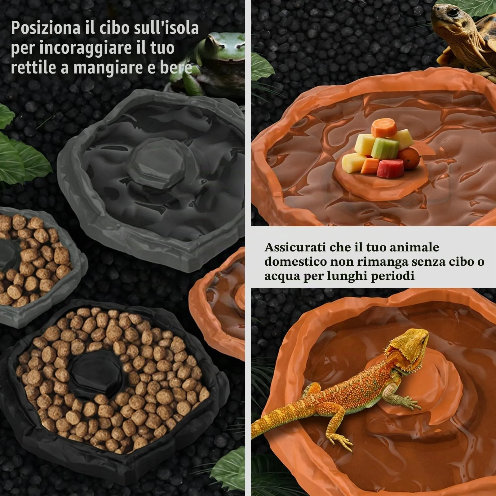 MaNeaz Ciotola Per Tartarughe Di Terra Abbeveratoio Per Tartarughe Di Terra Teca Per Rettili Bacino Idrico Del Bacino Alimentare Reptile Per Tartarughe Geco Serpente(F) - immagine 5