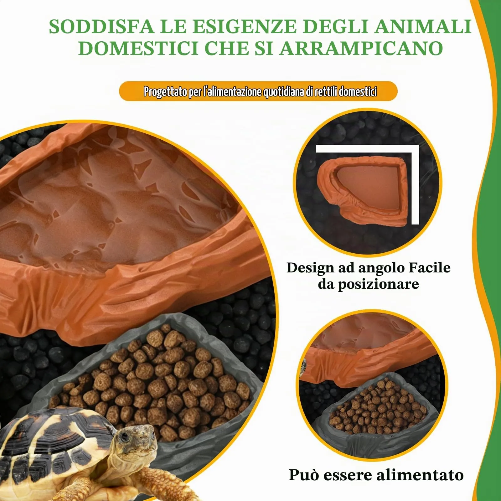 MaNeaz 2 Pezzi Ciotola Per Tartarughe Di Terra Abbeveratoio Per Tartarughe Di Terra Teca Per Rettili Bacino Idrico Del Bacino Alimentare Reptile Per Tartarughe Geco Serpente（I） - immagine 3