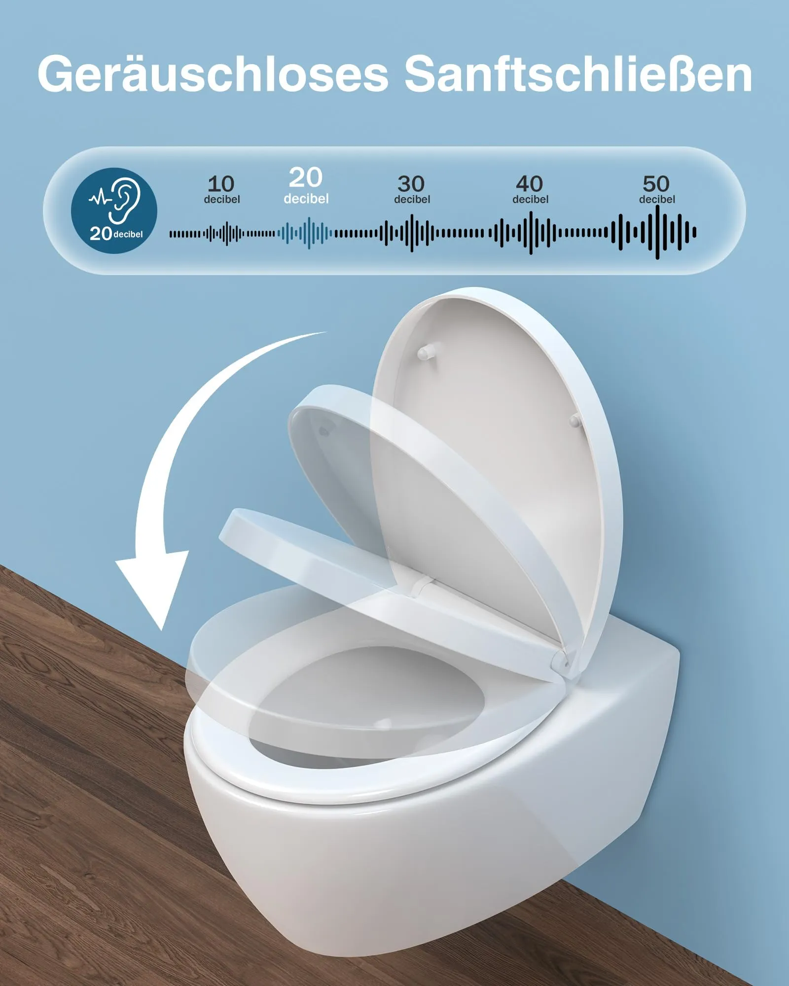 YEAUPE PRO Coperchio per WC con abbassamento automatico, facile da montare, resistente ai raggi UV, funzione Quick Release, occhialini ovali, coperchio del WC rimovibile, con stencil di installazione - immagine 4