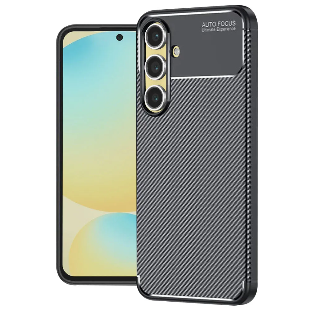 Custodia per Samsung Galaxy S24 FE S721, Techsuit, CarbonFiber, Nera - immagine 1