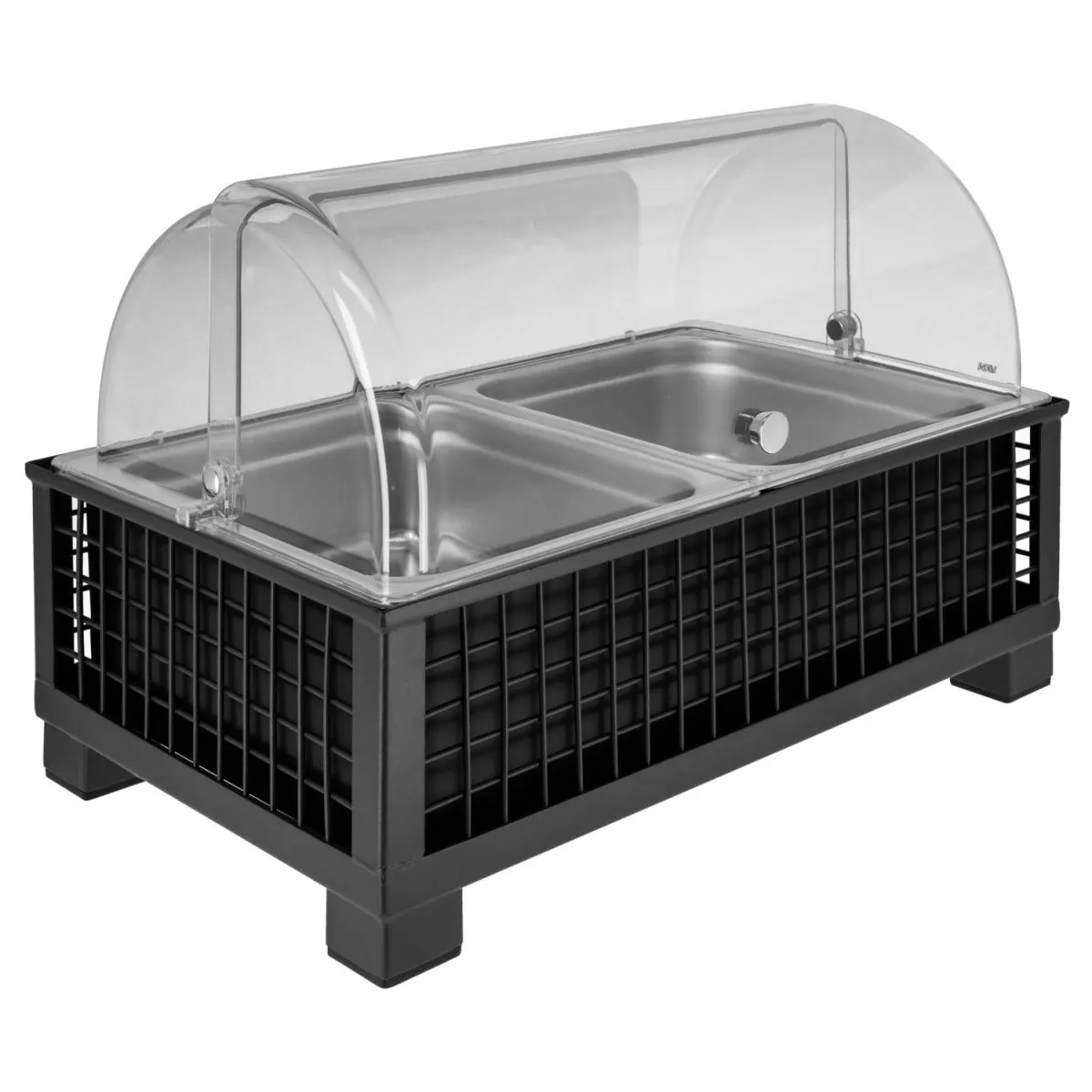 VEGA Vetrina Portland alta, 10 cm, 2x GN 1/2, in acciaio; GN 1/1, 55.4x35.2x29.9 cm (LxLxH); antracite/trasparente/acciaio inox; rettangolare - immagine 1