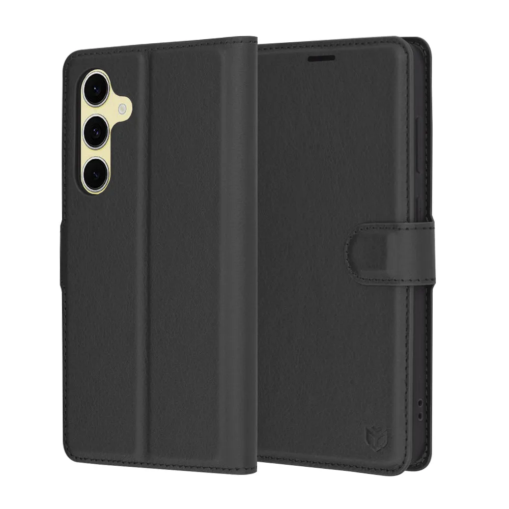 Custodia per Samsung Galaxy S24 FE S721, Techsuit, Leather Folio, Nera - immagine 1