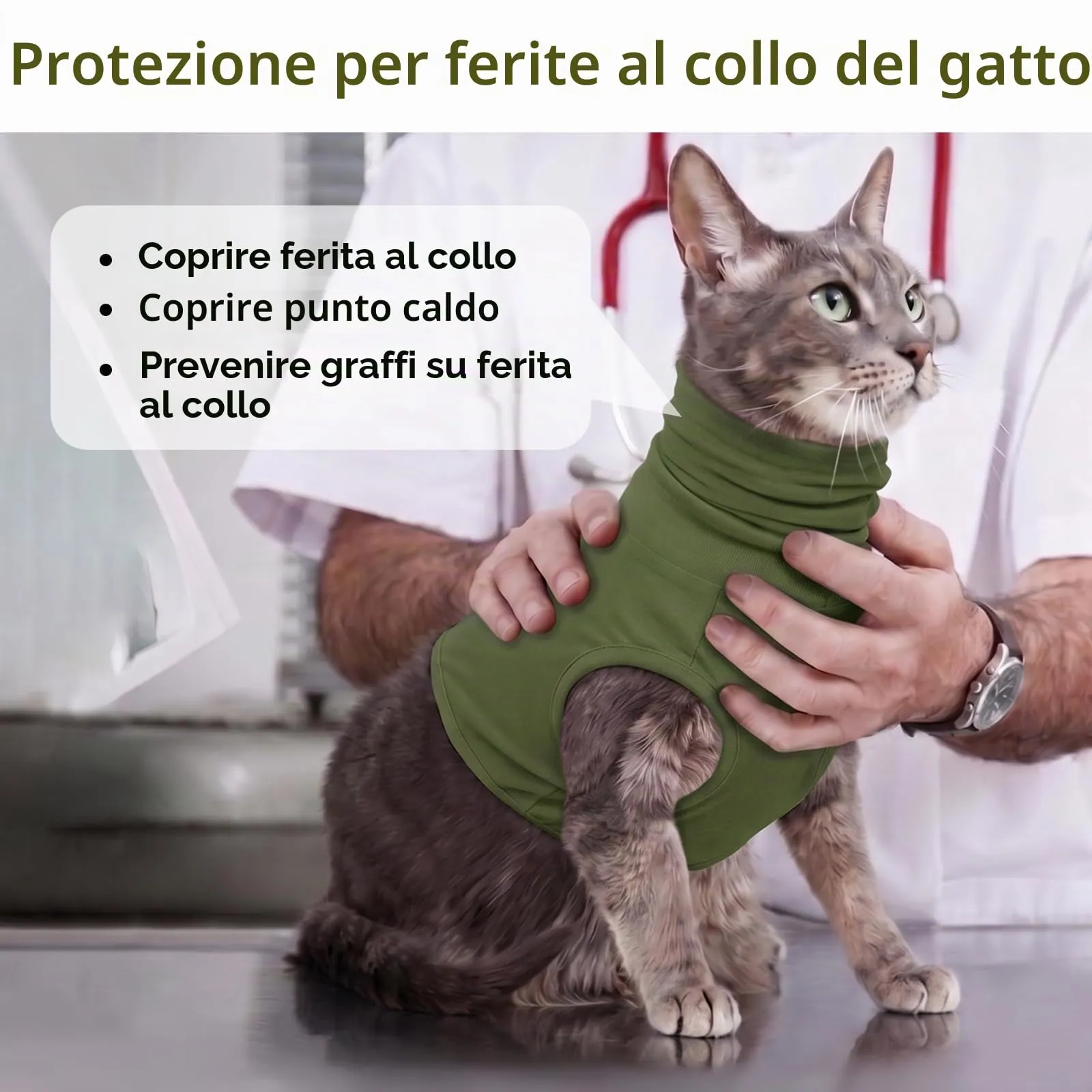 PUMYPOREITY Protezione per ferite al collo del gatto, tuta coprente per il recupero del collo del gatto, snood per cani per proteggere il collo, impedisce all'animale domestico di grattarsi i punti - immagine 2