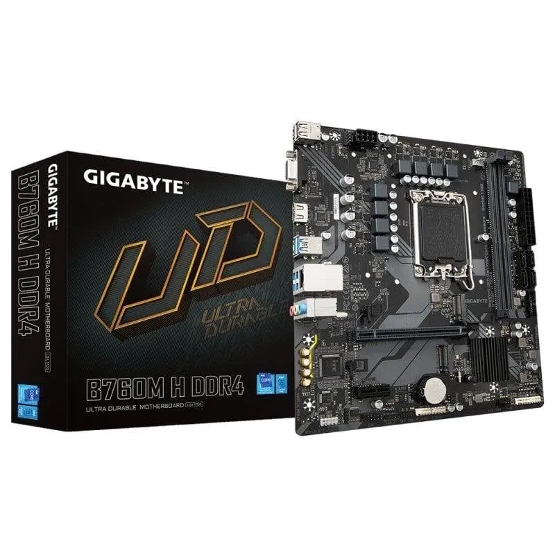 Schede Madri Gigabyte B760M H DDR4 Intel B760 LGA1700 DDR4 Micro-ATX PCIe 4.0 GbE M.2 - immagine 1