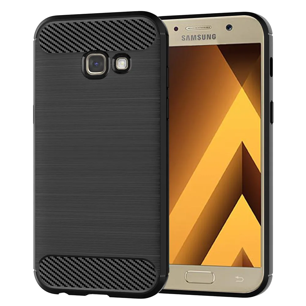 Custodia per Samsung Galaxy A5 (2017) A520, Techsuit, Carbonio, Nera - immagine 1
