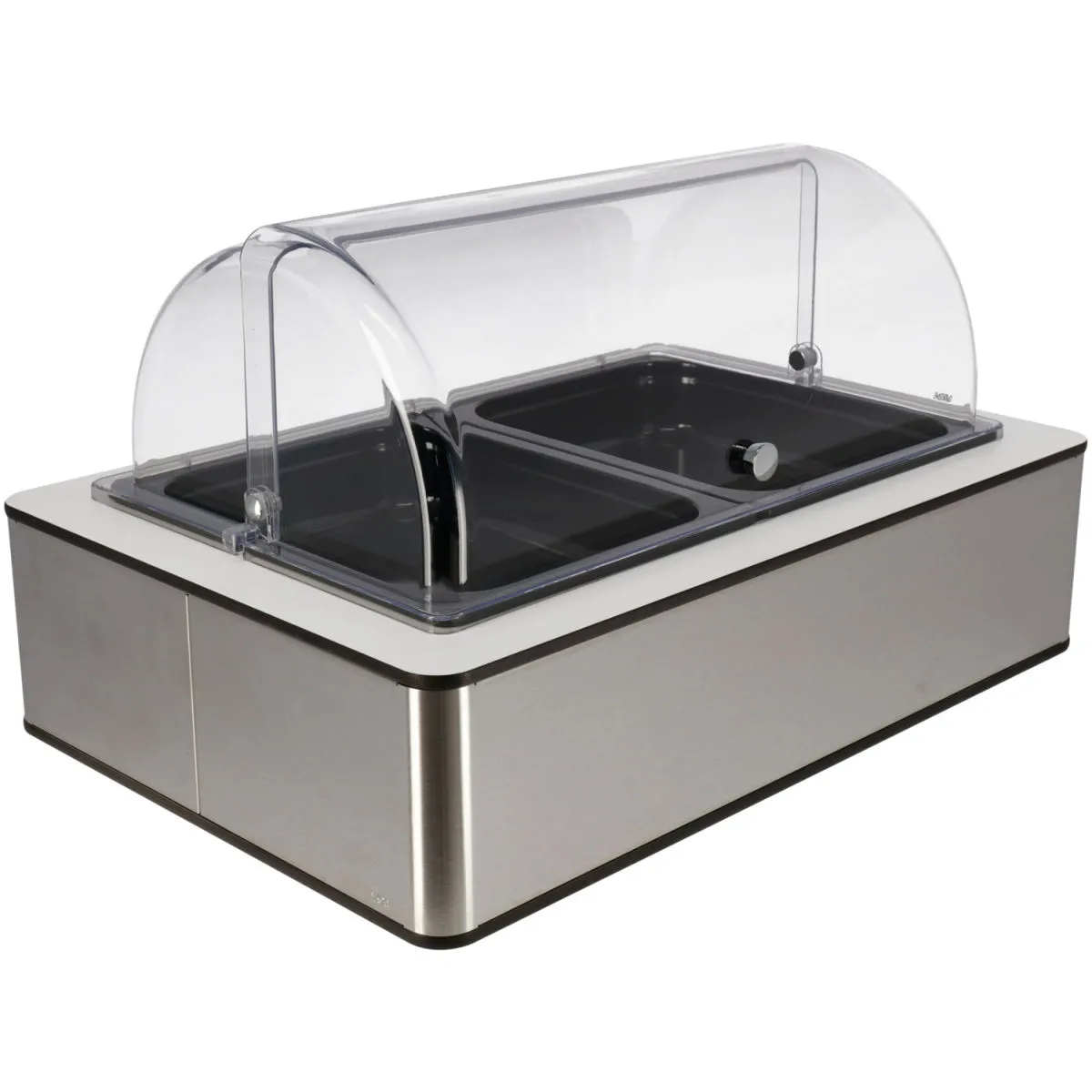 VEGA Vetrina Fundale alta, 6,5 cm, 2x GN 1/2, in melamina; GN 1/1, 63x42.5x33.9 cm (LxLxH); acciaio inox/bianco/nero/trasparente; rettangolare - immagine 1