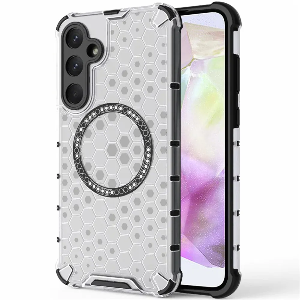 Custodia MagSafe per Samsung Galaxy A35 5G A356, Techsuit, HoneyComb Shield, Bianca - immagine 1