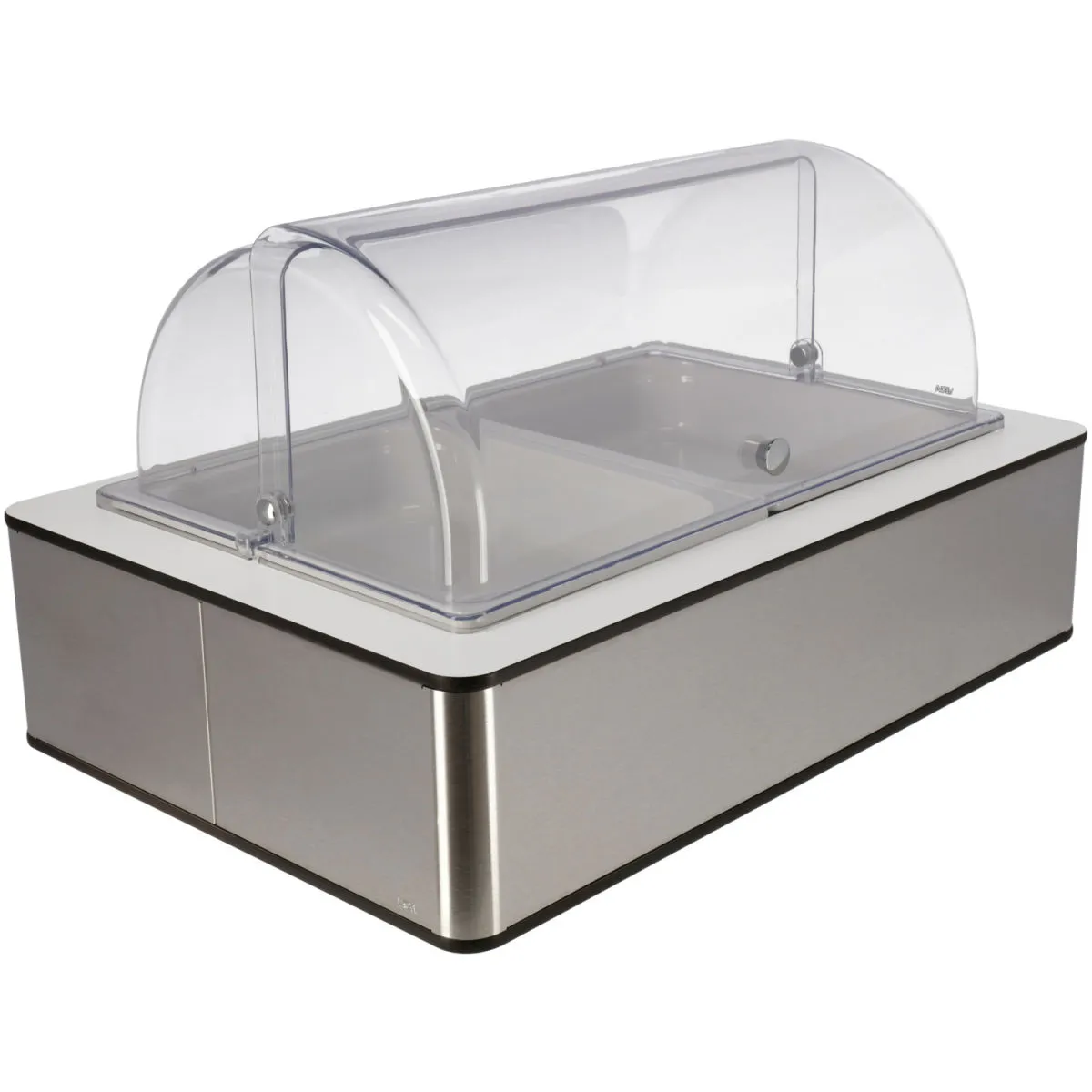 VEGA Vetrina Fundale alta, 6,5 cm, 2x GN 1/2, in melamina bianca; GN 1/1, 63x42.5x33.9 cm (LxLxH); acciaio inox/bianco/trasparente; rettangolare - immagine 1