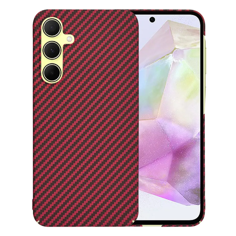 Custodia per Samsung Galaxy A35 5G A356, Techsuit, Carbonite FiberShell, Rossa - immagine 1