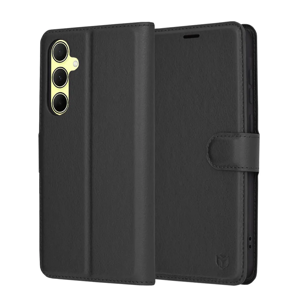 Custodia per Samsung Galaxy A35 5G A356, Techsuit, Leather Folio, Nera - immagine 1