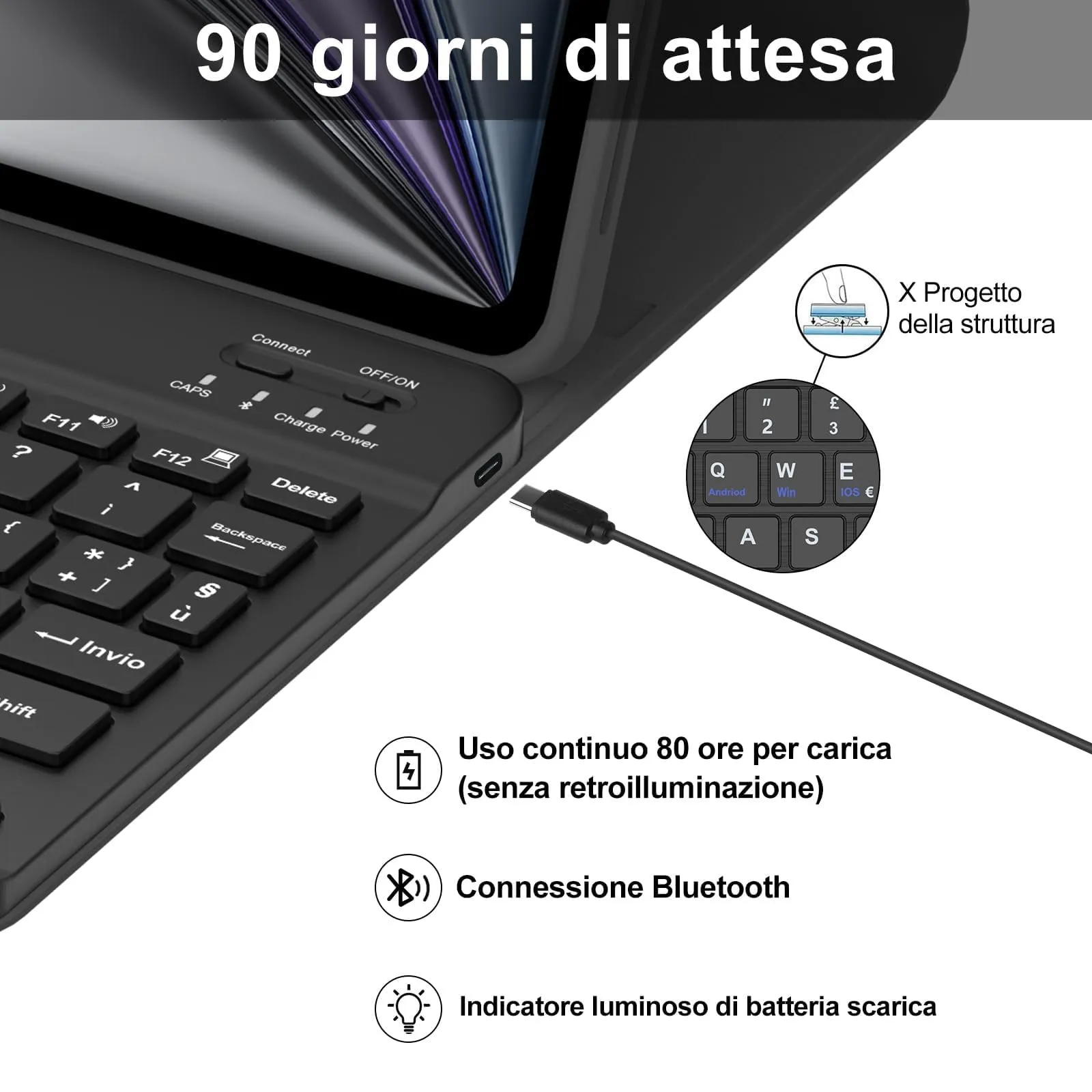 Cover Tastiera per iPad Air 11 M4 2026/M3 2025/M2 2024 11 Pollici - immagine 4