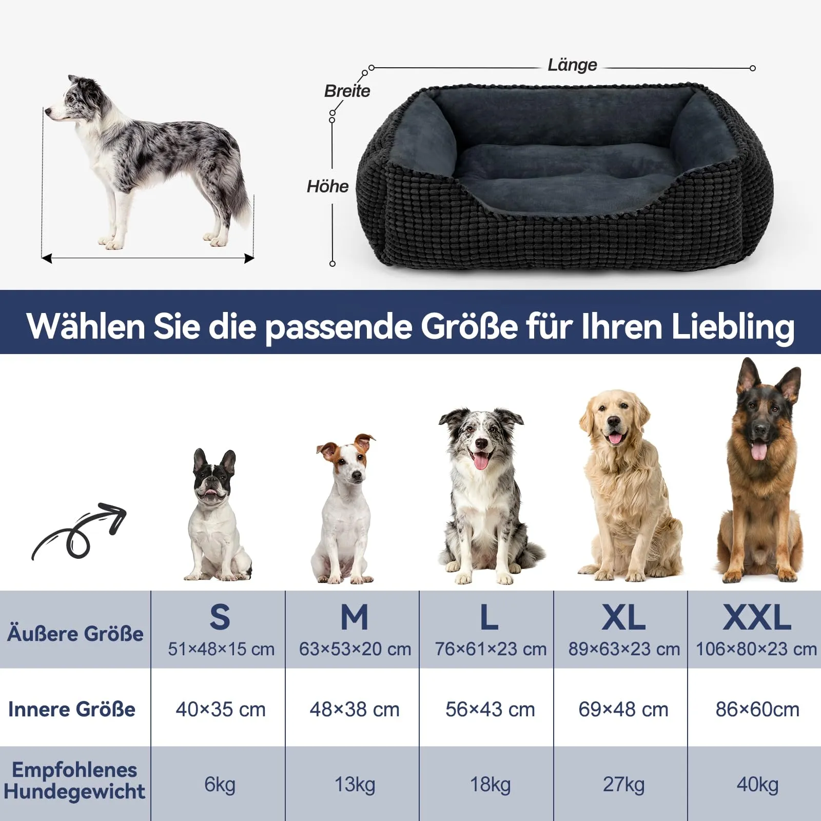 JOEJOY Cuccia Cane Interno Media, Cuccia per Cani Lavabile, 63x53x20cm - immagine 7