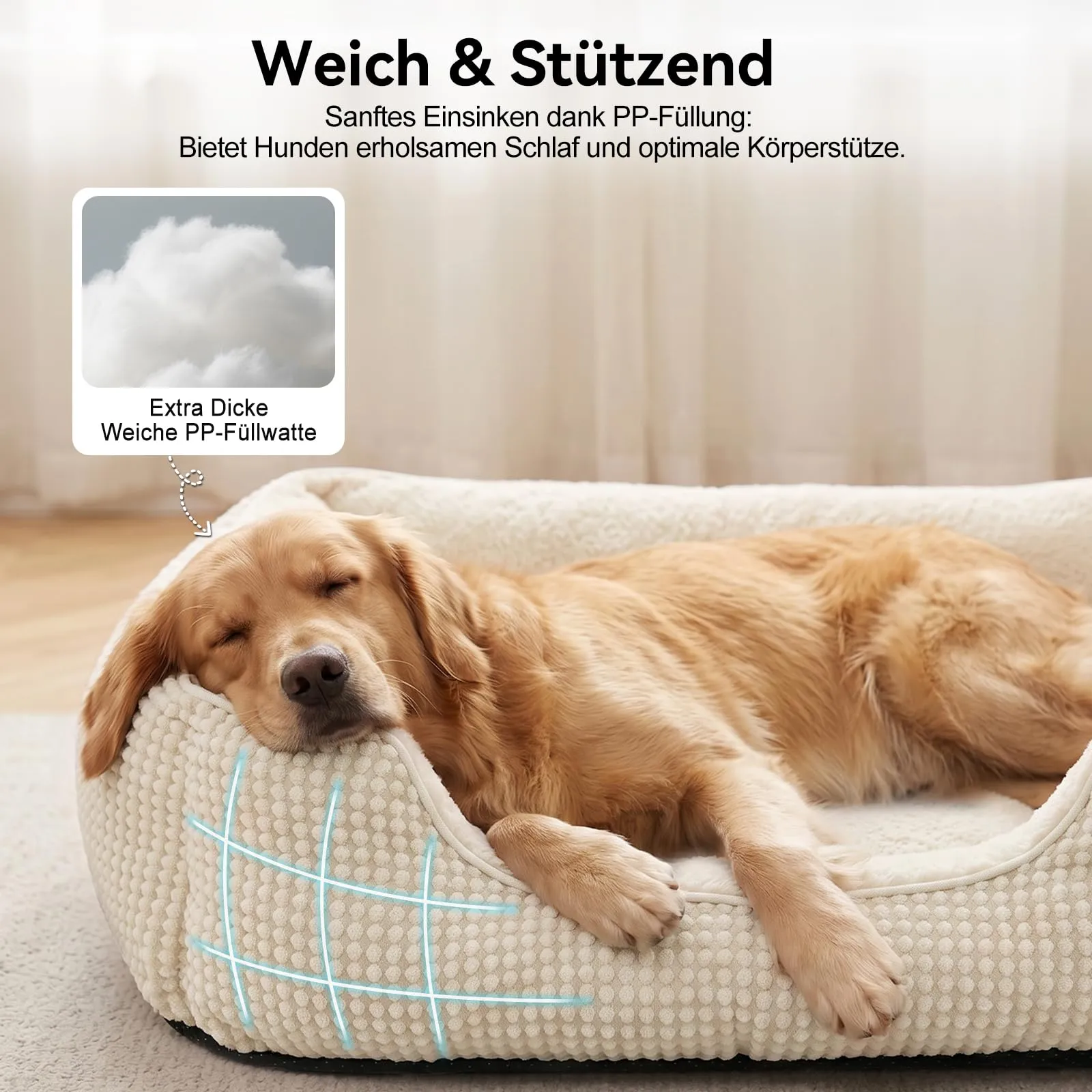 FURTIME Cuccia Cane Interno Media, Cuccia per Cani Lavabile, 76x61x23cm - immagine 4