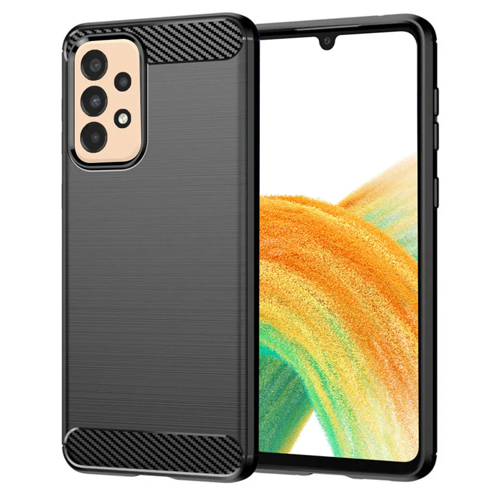 Custodia per Samsung Galaxy A33 5G A336, Techsuit, Carbonio, Nera - immagine 1