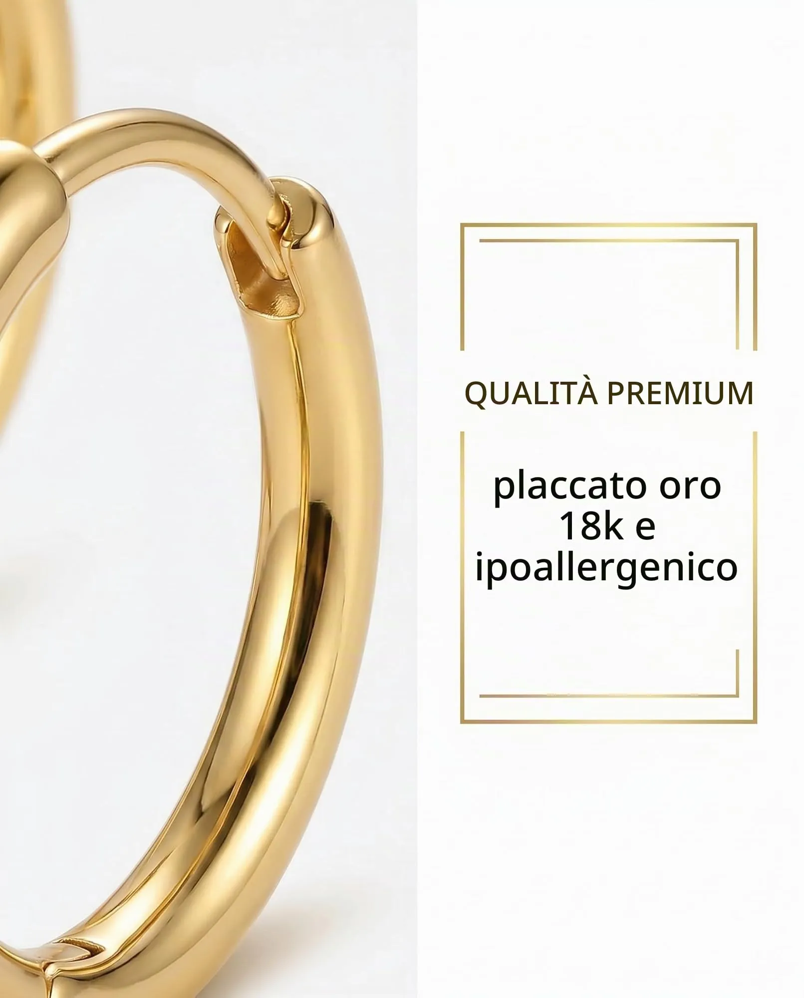 YIPFEN Orecchini a Cerchio 3 Paia Set Oro 18K (3 Misure) Ipoallergenici, Leggeri. Versatili per Donna Uomo, Ideali Regalo. - immagine 2