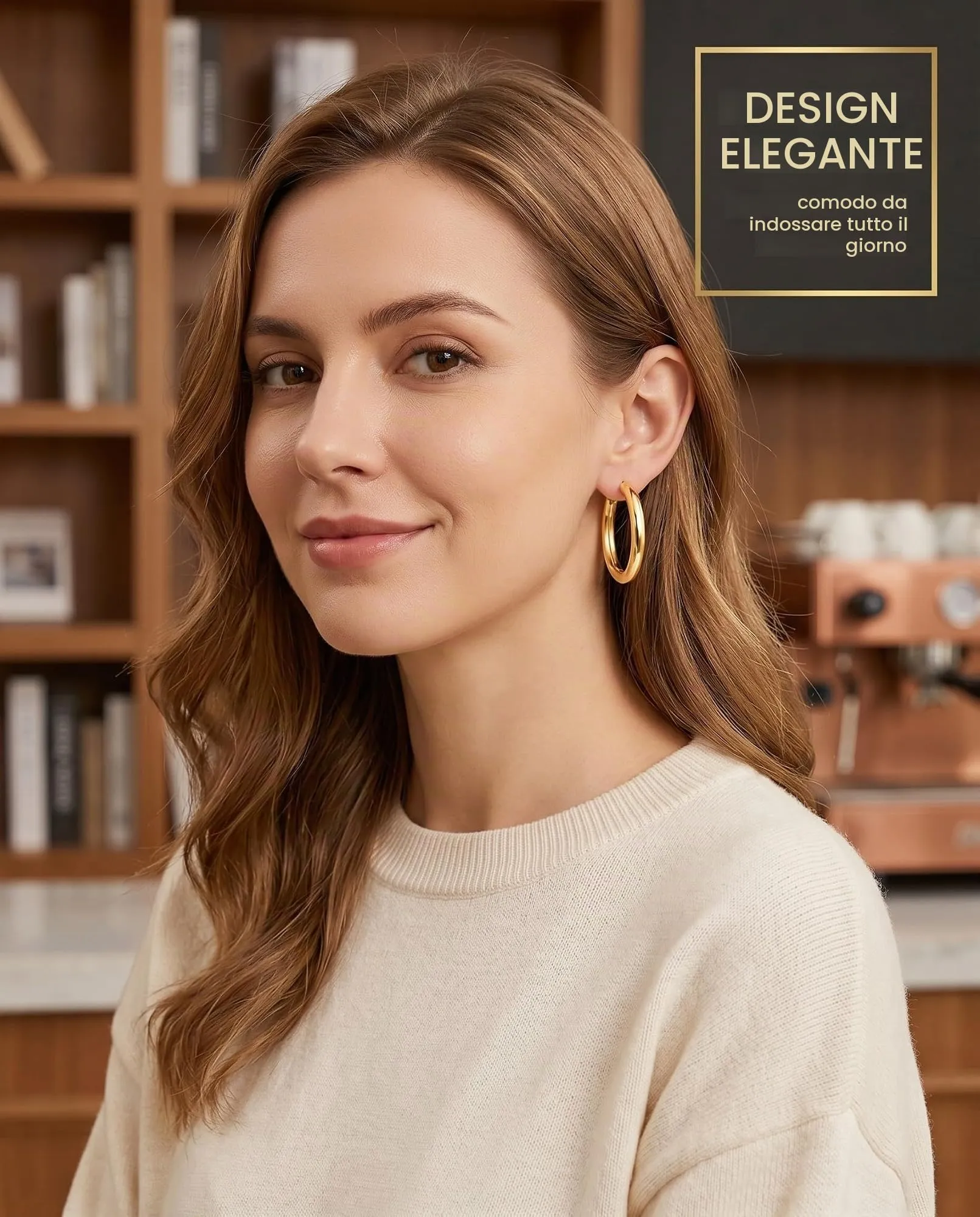 YIPFEN Orecchini a Cerchio 3 Paia Set Oro 18K (3 Misure) Ipoallergenici, Leggeri. Versatili per Donna Uomo, Ideali Regalo. - immagine 5