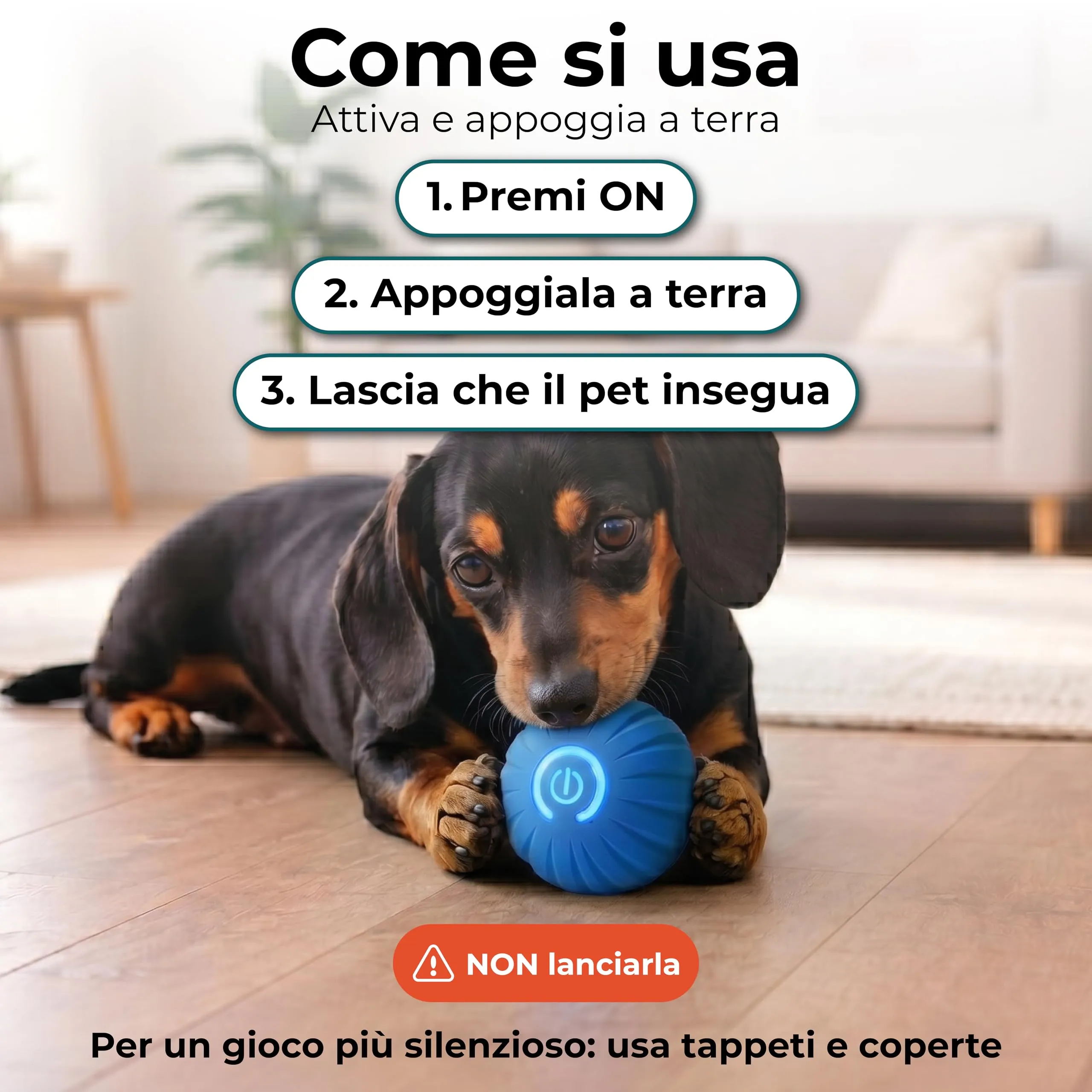 musapet GIOCHI INTERATTIVI PER CANI – Pallina per Cani a Movimento Automatico con LED, Ricaricabile USB-C – Gioco Anti-Noia per Cani fino a 15 kg (NON per Masticatori Forti) - immagine 4