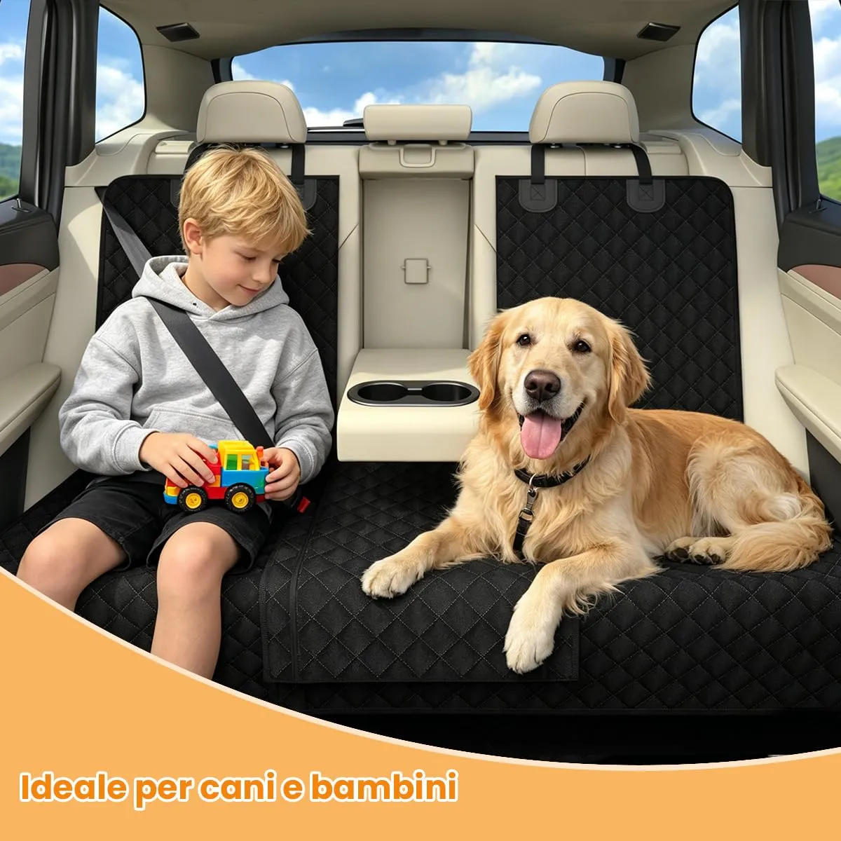 BMaoBBo Coperta per cani per sedile posteriore dell'auto, antiscivolo, impermeabile, 131 x 45 cm, antigraffio, compatibile con la maggior parte delle auto, SUV e camion - immagine 2