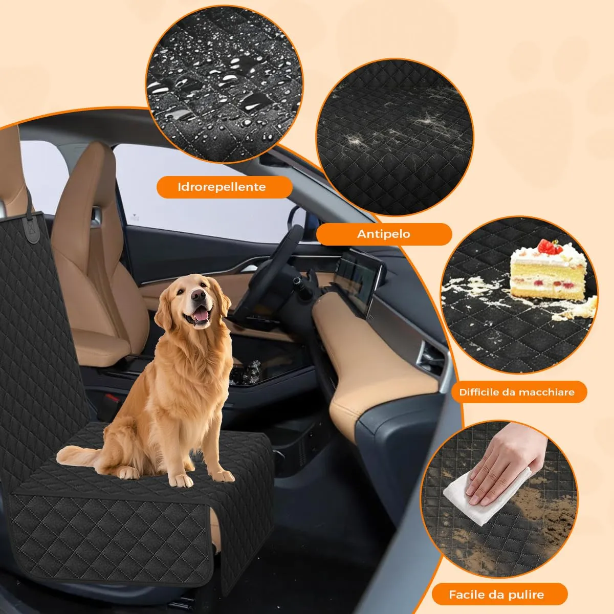 BMaoBBo Coperta per cani per sedile posteriore dell'auto, antiscivolo, impermeabile, 131 x 45 cm, antigraffio, compatibile con la maggior parte delle auto, SUV e camion - immagine 3