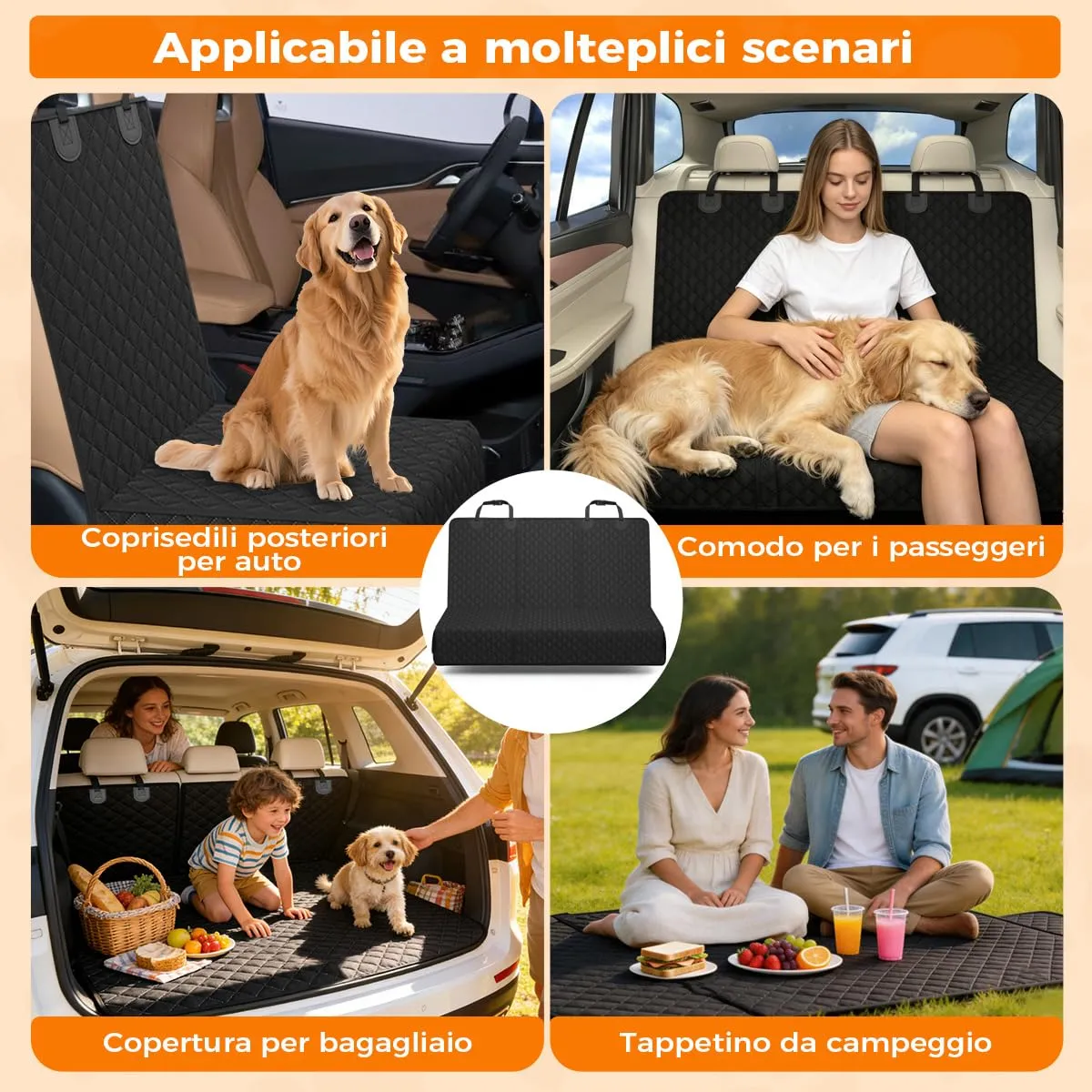 BMaoBBo Coperta per cani per sedile posteriore dell'auto, antiscivolo, impermeabile, 131 x 45 cm, antigraffio, compatibile con la maggior parte delle auto, SUV e camion - immagine 8