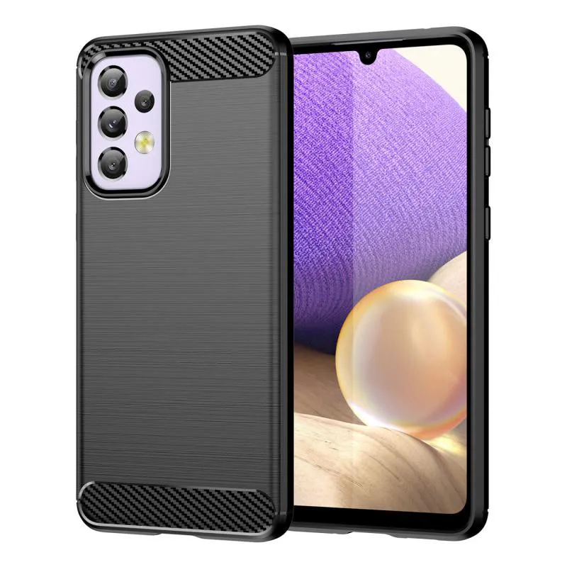Custodia per Samsung Galaxy A32 5G A326, Techsuit, Carbonio, Nera - immagine 1