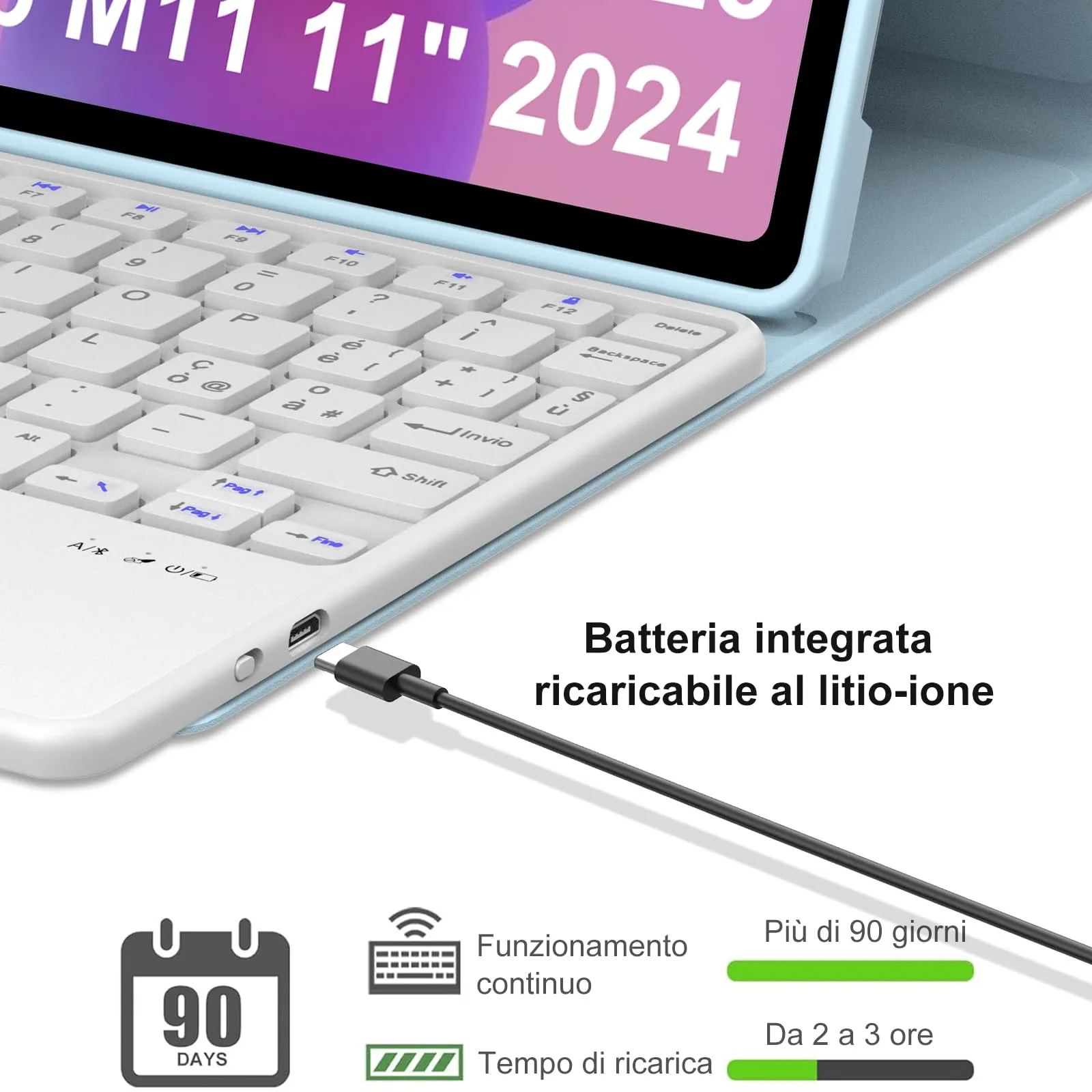 FOGARI Per Lenovo Idea Tab 2025 11/Tab M11 2024 11 Pollici Cover Tastiera - immagine 4