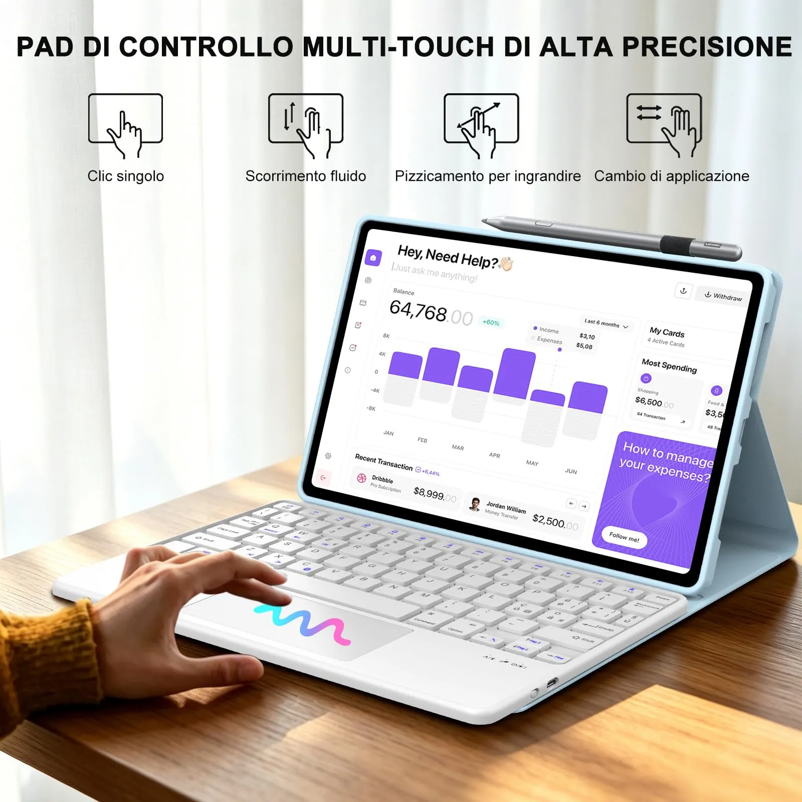 FOGARI Per Lenovo Idea Tab 2025 11/Tab M11 2024 11 Pollici Cover Tastiera - immagine 5