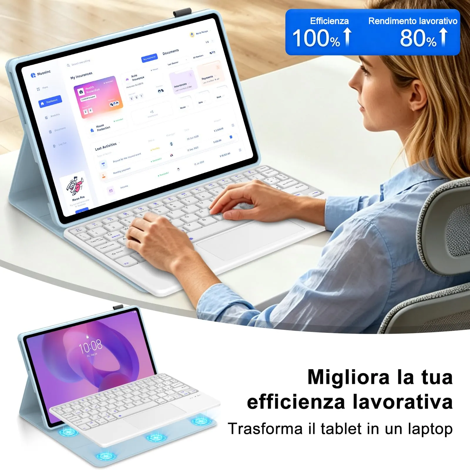 FOGARI Per Lenovo Idea Tab 2025 11/Tab M11 2024 11 Pollici Cover Tastiera - immagine 8