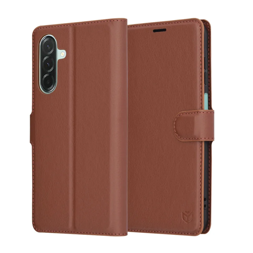 Custodia per Samsung Galaxy A26 A266, Techsuit, Leather Folio, Marrone - immagine 1