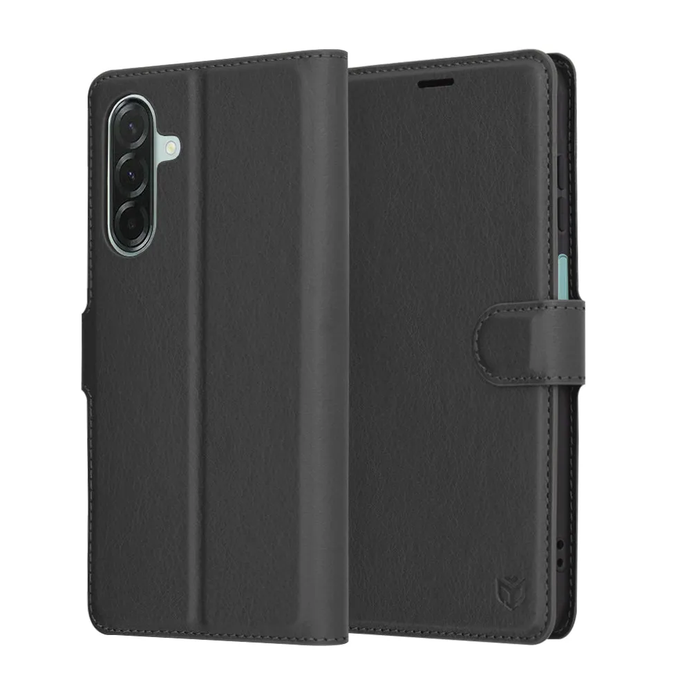 Custodia per Samsung Galaxy A26 A266, Techsuit, Leather Folio, Nera - immagine 1