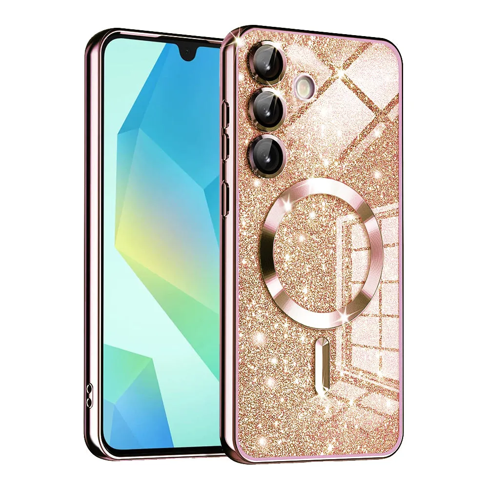 Custodia MagSafe per Samsung Galaxy A16 5G A166 / A16 4G A165, Techsuit, Luxury Glitter, Rosa Dorato - immagine 1