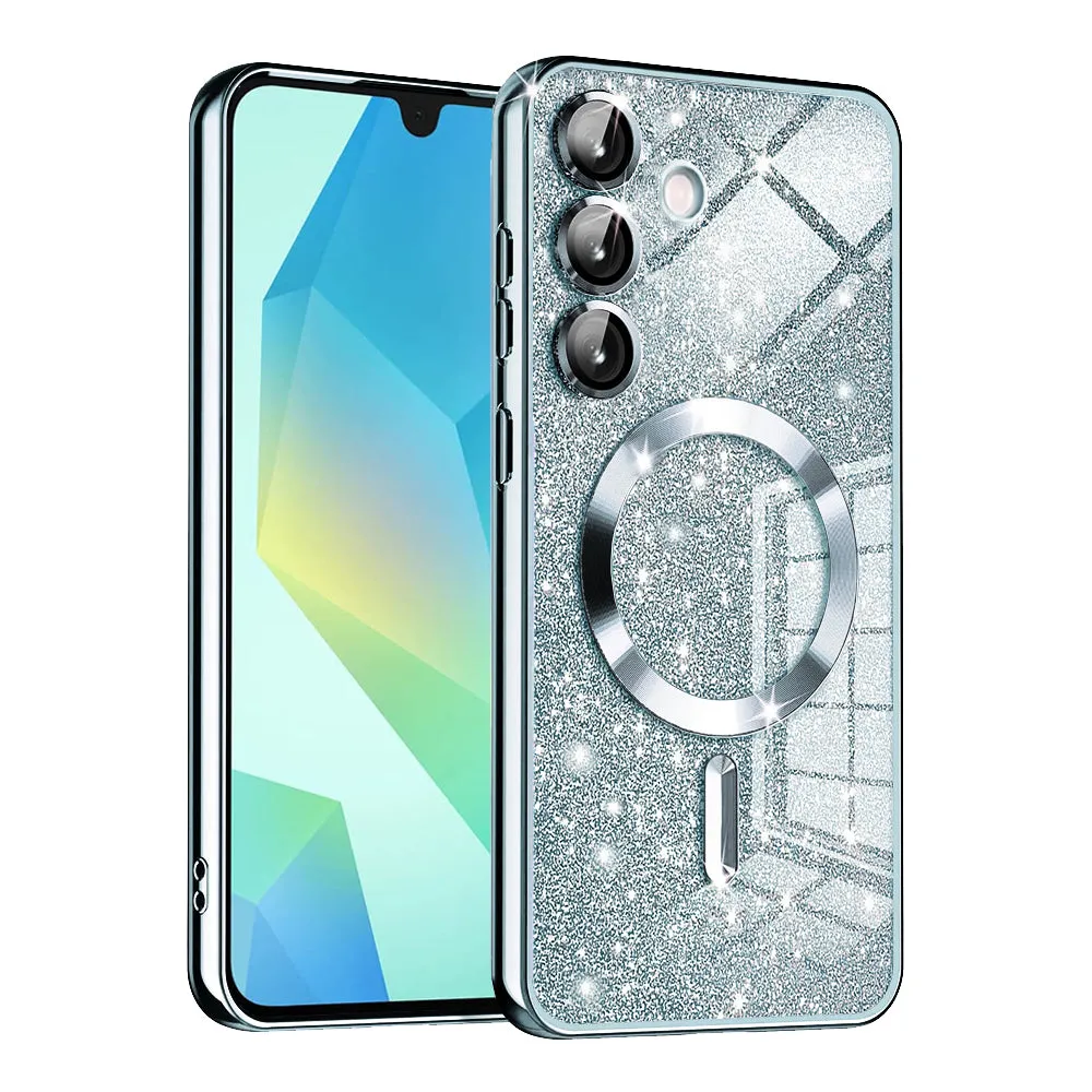 Custodia MagSafe per Samsung Galaxy A16 5G A166 / A16 4G A165, Techsuit, Luxury Glitter, Blu - immagine 1