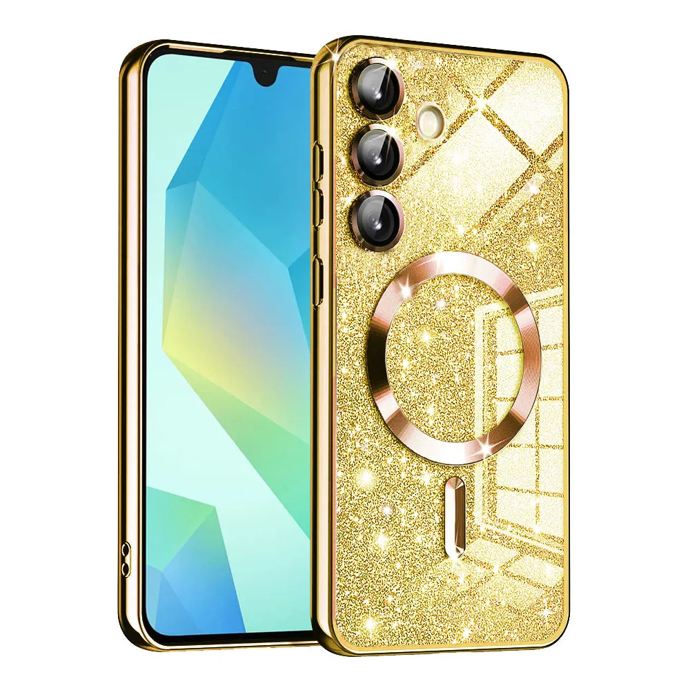 Custodia MagSafe per Samsung Galaxy A16 5G A166 / A16 4G A165, Techsuit, Luxury Glitter, Dorata - immagine 1
